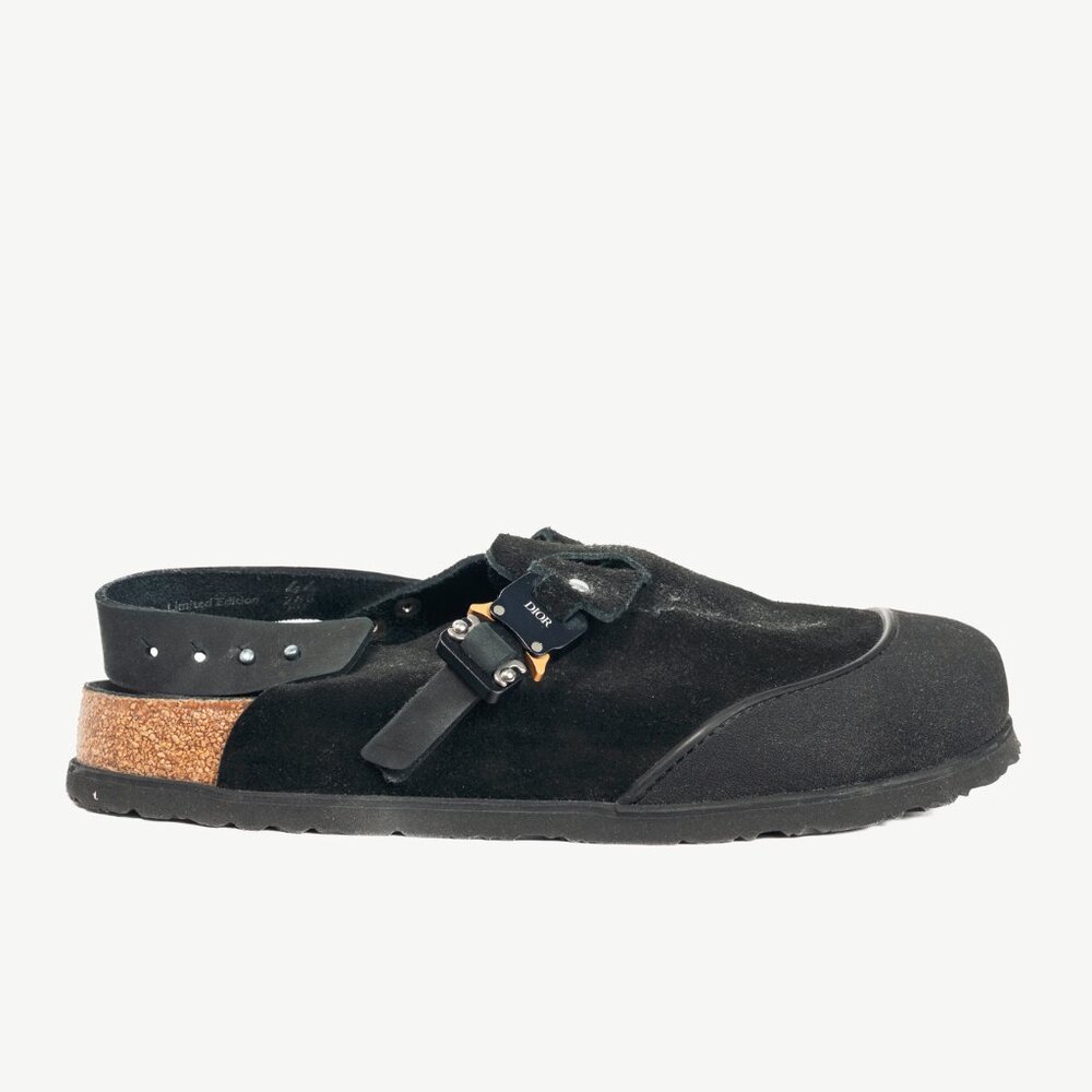 Dior x Birkenstock Tokio Black Nubuck Calfskin Leather Slippers - Picture 2 of 12